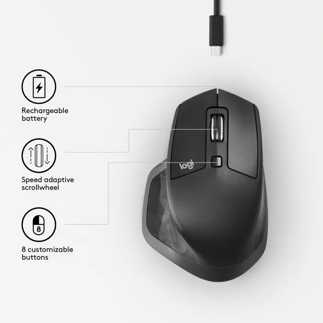 Logitech MX Master 3 mouse Wireless a RF + Bluetooth Laser 4000 DPI Mano  destra