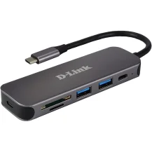 D-Link DUB-2325 USB tipo-C 5000 Mbit/s Grigio (5-IN-1 USB-C HUB W CARD READER - 2XUSB 1X TYPE-C PORT) [DUB-2325/E]