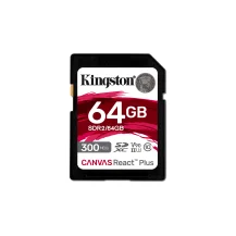 Memoria flash Kingston Technology 64GB Canvas React Plus SDXC UHS-II 300R/260W U3 V90 for Full HD/4K/8K (64GB REACT PLUS - FULL HD/4K/8K) [SDR2/64GB]