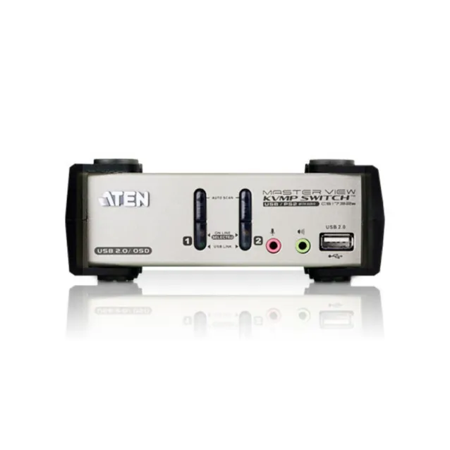 ATEN CS1732B-AT-E switch per keyboard-video-mouse [kvm] Nero, Metallico (2 port KVMP SWITCH PS2/USB + - Aud SUP 2XUSB USB 2.0 Switch with Audio & OSD Support [2 KVM Cables included] Warranty: 24M) [CS1732B-AT-E]
