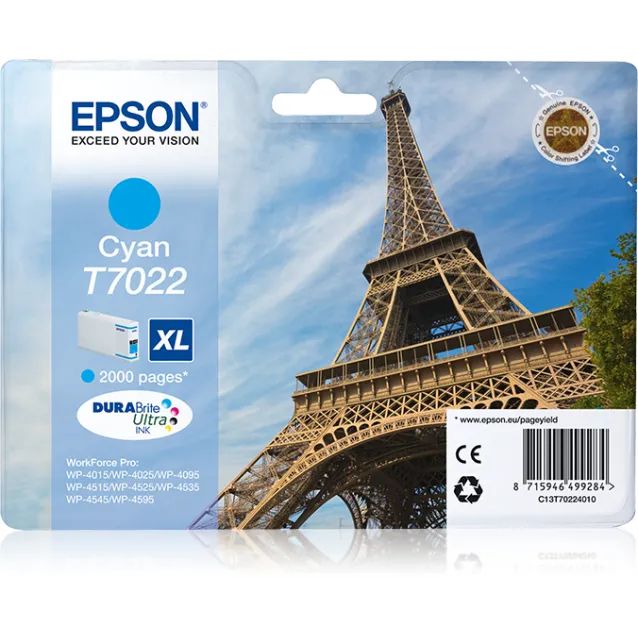 Cartuccia inchiostro Epson Eiffel Tower Tanica Ciano [C13T70224010]
