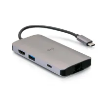 C2G Mini dock USB-C 8 in 1 con HDMI, 2 porte USB-A, Ethernet, lettore schede SD e tecnologia Power Delivery fino a 100 W - 4K 30 Hz (C2G USB-CÂ® Dock with 2x Card Reader, and up to 100W 30Hz [C2G54458]