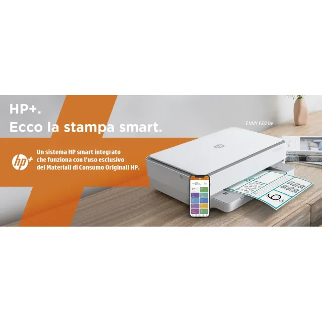 HP ENVY Stampante multifunzione 6020e, Colore, per Abitazioni e piccoli uffici, Stampa, copia, scansione, wireless; HP+; idonea a Instant Ink; stampa da smartphone o tablet [223N4B]