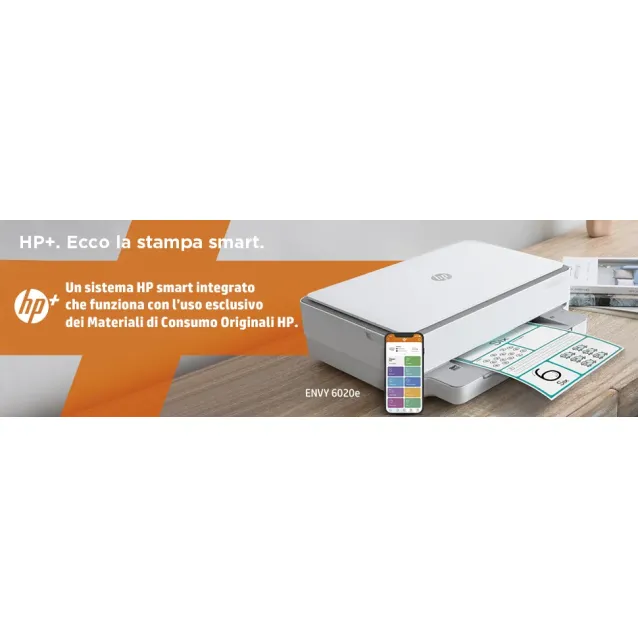 HP ENVY Stampante multifunzione 6020e, Colore, per Abitazioni e piccoli uffici, Stampa, copia, scansione, wireless; HP+; idonea a Instant Ink; stampa da smartphone o tablet [223N4B]