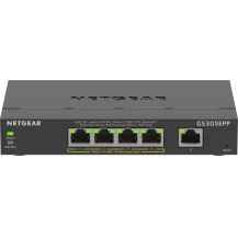 Switch di rete NETGEAR 5-Port Gigabit Ethernet High-Power PoE+ Plus (GS305EPP) Gestito L2/L3 (10/100/1000) Supporto Power over (PoE) Nero [GS305EPP-100PES]