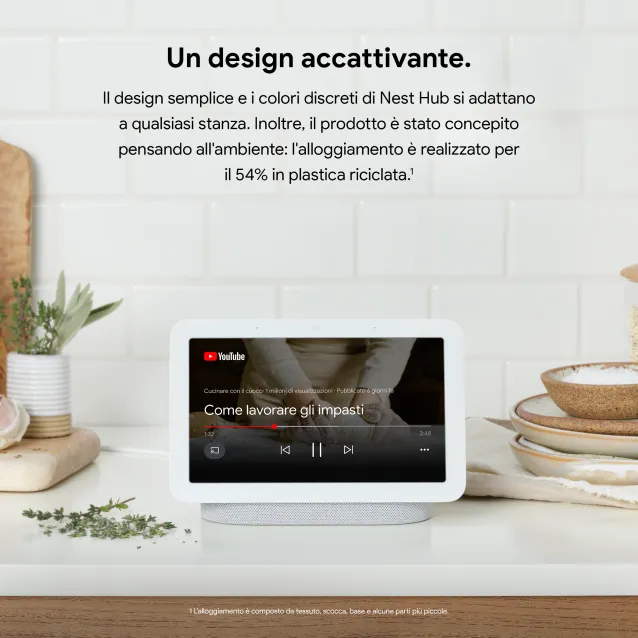 Dispositivo di assistenza virtuale Google Nest Hub (2 generazione) - per la smart home con Assistente [GA01331-IT]