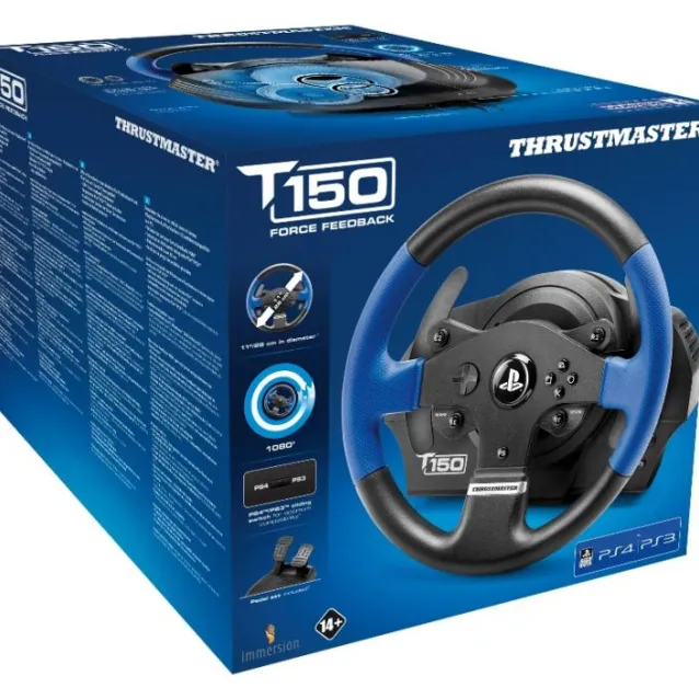 Thrustmaster T150 Force Feedback Nero, Blu USB Sterzo + Pedali PC, PlayStation 4, Playstation 3 [4160628]