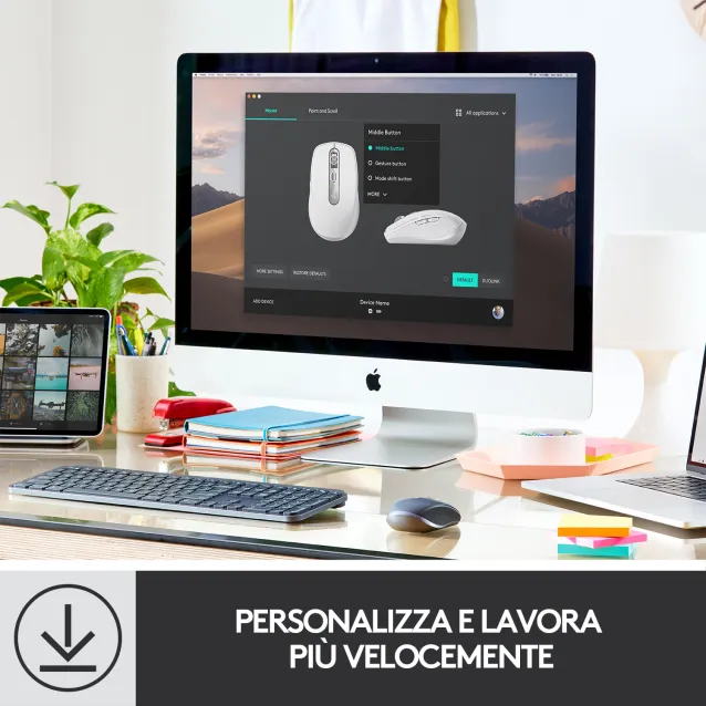 Logitech MX Anywhere 3 Mouse Compatto Performante – Wireless, Scroller Elettromagnetico, Ergonomico, Sensore 4000 DPI, Pulsanti Custom, USB-C, Bluetooth, Apple Mac, iPad, Windows PC, Linux, Chrome [910-005989]