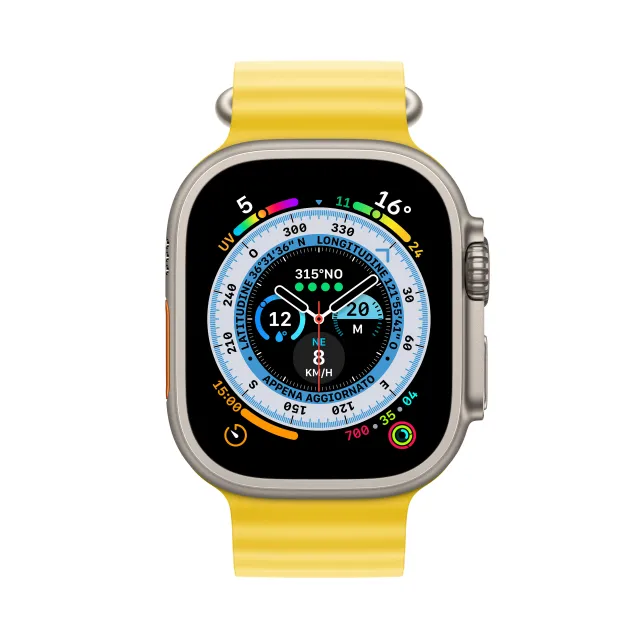 Smartwatch Apple Watch Ultra GPS + Cellular, 49mm Cassa in Titanio con Cinturino Band Ocean Giallo